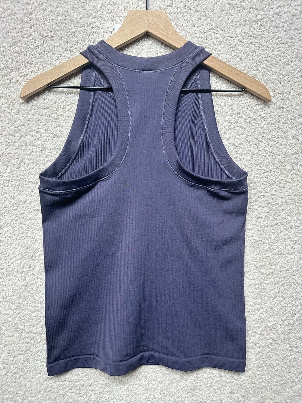 Athleta Renew Racerback Tank Top Medium Purple Ribbed High Neck Athletic Workout - Picture 2 of 6